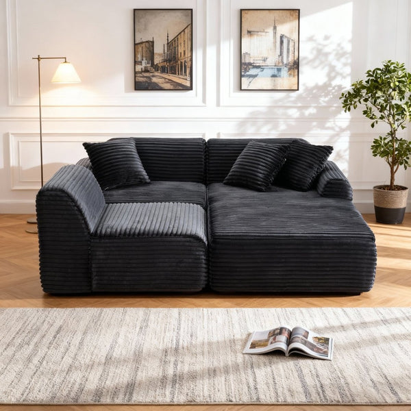 English Elm 105'' Modular Sectional with Woven Upholstery Washable Covers for Living Room W3565S00018