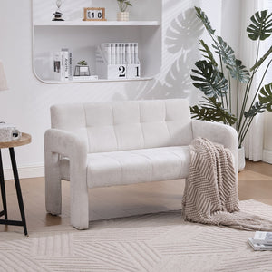 English Elm Nordic Ergonomic Double Armchair Upholstered Chenille Sofa 2-Seater Compact Lounge Chair 550LB Capacity Beige W395P380531