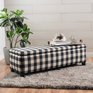 English Elm Christopher Knight Home® - OTTOMAN Black Fabric Storage Bench with Tapered Legs — Versatile Entryway Seat with Hidden Storage, 52" 60159.00BCHB