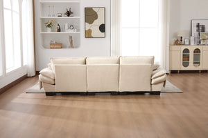 English Elm Sectional Cloud Sofa Modular Deep Seat Corduroy Upholstered Living Room Couch with Storage Beige W395S00129