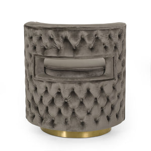 English Elm Christopher Knight Home® - SWIVEL Velvet Arm Chair Grey with Copper Base, Button-Tufted Diamond Stitch, Modern Glam Chic 67319.00GRY