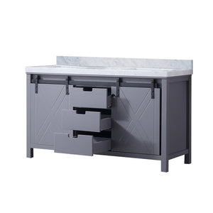English Elm Dark Grey Double Bath Vanity With Carrara Marble Countertop - Stylish 60" Design & Ample Storage Options B2731P260042