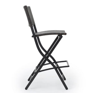 English Elm Outdoor Faux Rattan Folding Barstools Weather Resistant Woven Patio Seating Set N772P427926B