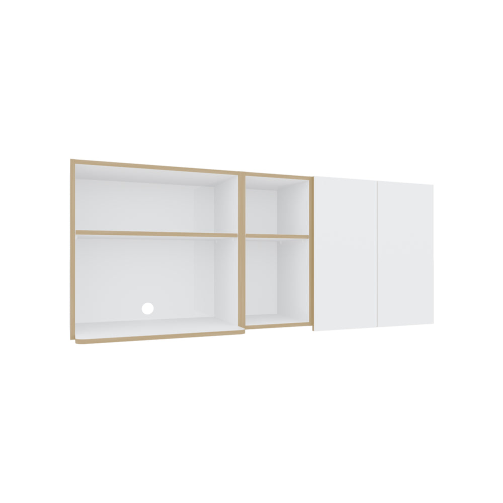 English Elm Wall Cabinet sleek 47.2" W x 23.6" H engineered wood wall-mounted storage with four doors, shelves, organizer and eco-safe compliance White 34.25 L x 28.74 W x 7.87 H B097P296857