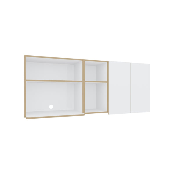 English Elm Wall Cabinet sleek 47.2" W x 23.6" H engineered wood wall-mounted storage with four doors, shelves, organizer and eco-safe compliance White 34.25 L x 28.74 W x 7.87 H B097P296857