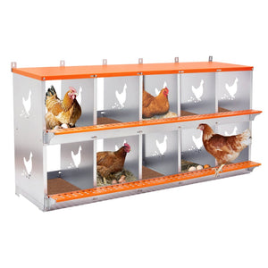 English Elm 10-bay Galvanized Steel Wall Mount Nest Box with Coconut Fiber Pads for Backyard Flocks W1422P355412