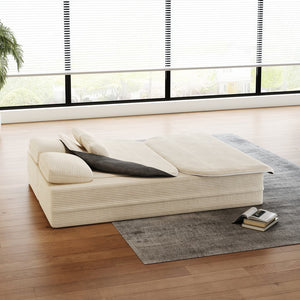 English Elm 75''2-In-1 Foldable Sofa Bed With Multi-Functional Blanket & Pillows - Cozy Corduroy Lounge Solution W834P317044