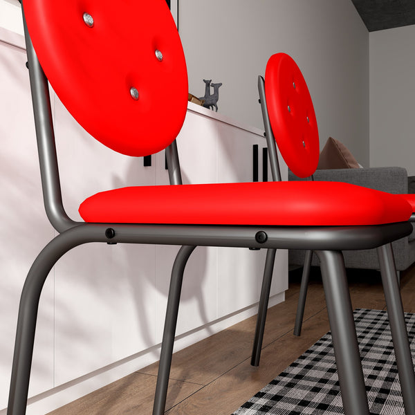 English Elm 4-piece Red bar stools with waterproof faux leather, durable metal legs, easy assembly, modern kitchen seating W2167P206046