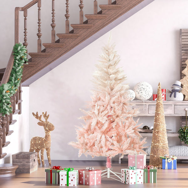 English Elm Homcom 6Ft Pink Unlit Spruce Christmas Tree With 800 Tips - Realistic, Customizable & Durable Décor W2225P229761