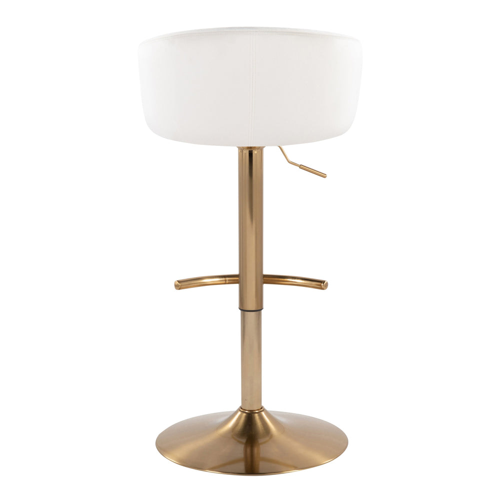 English Elm Claire Glam Adjustable Velvet Barstools Set of 2 — Gold Metal Base, Swivel, Rounded T Footrest, Cream B202S00771