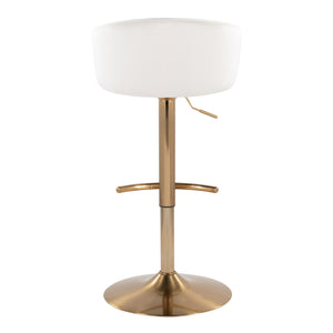 English Elm Claire Glam Adjustable Velvet Barstools Set of 2 — Gold Metal Base, Swivel, Rounded T Footrest, Cream B202S00771