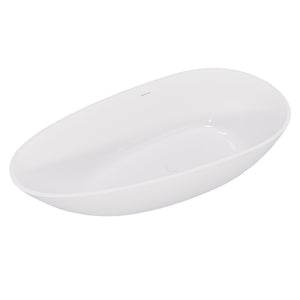 English Elm 60" Oval Acrylic Freestanding Soaking Tub Glossy White Spa Bath with Pop-up Drain Glossy White W1920P389661