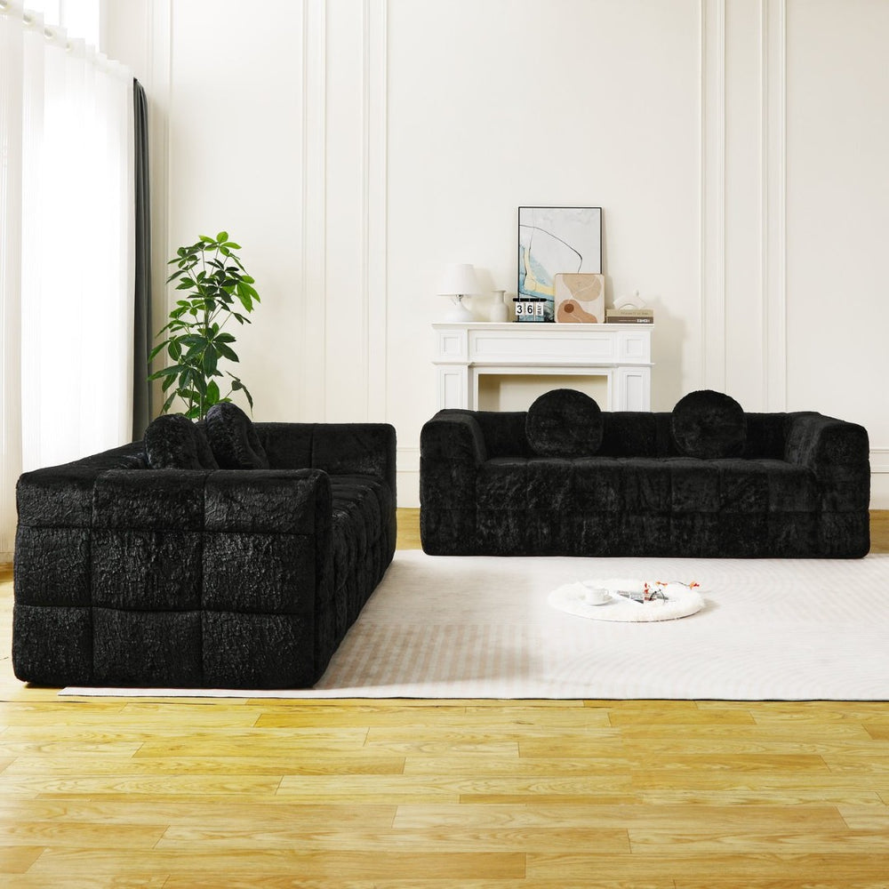 English Elm Wf032-2S-Vl-Bk-1 Luxurious Velvet Sofa Cushion - Plush Comfort, Elegant Design, Perfect For Relaxation W834P149935-GIGA
