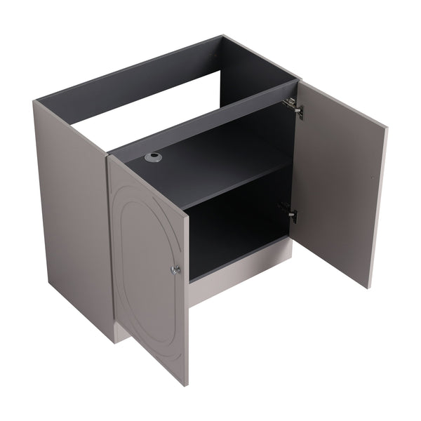 English Elm 36" Freestanding Bathroom Vanity with Resin Sink, Soft-Close Doors, Adjustable Shelf & 3 Handles W999S00336
