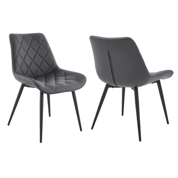 English Elm Loralie Diamond Stitch Faux Leather Dining Chairs with Ergonomic Support Set of 2 B2736P464861
