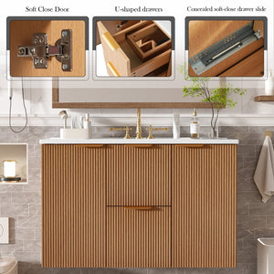 English Elm [video]36 Inch Floating Bathroom Vanity with Ceramic Sink Mdf Cabinet Soft Close N729P417256N