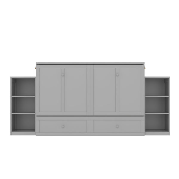 English Elm Queen Murphy Bed With Stylish Storage Drawers & Shelves - Perfect For Compact Spaces & Guest Rooms! W1580S00256-GIGA