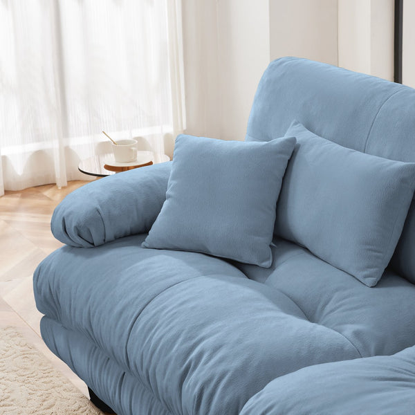 English Elm Cloud 2-Seater Chenille Sofa – Cozy Vintage Charm With Lumbar & Throw Pillows For Stylish Comfort W714S01079