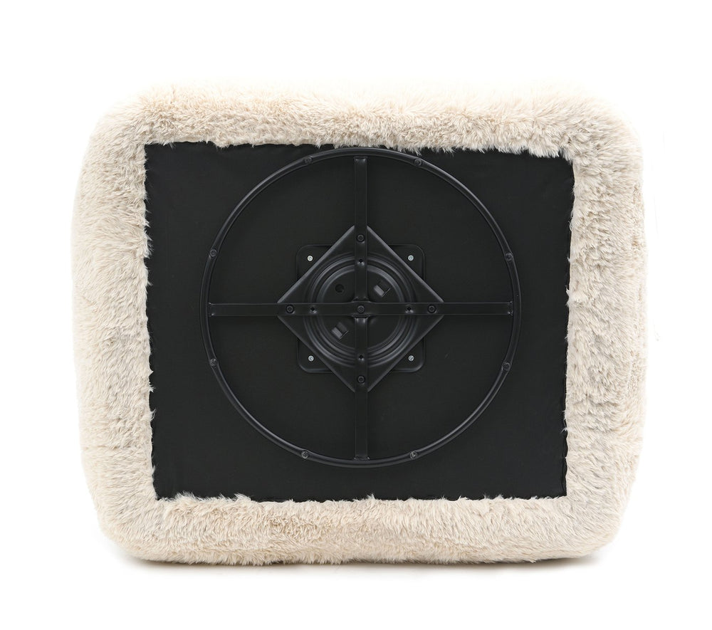 English Elm Sand Sand Finish Contemporary Faux-Fur Swivel Chair with Plush Rounded Design and Cozy Ball Pillow Included B2741P396705