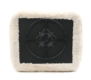 English Elm Sand Sand Finish Contemporary Faux-Fur Swivel Chair with Plush Rounded Design and Cozy Ball Pillow Included B2741P396705