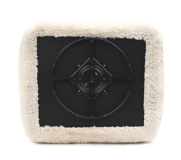 English Elm Sand Sand Finish Contemporary Faux-Fur Swivel Chair with Plush Rounded Design and Cozy Ball Pillow Included B2741P396705