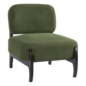 English Elm 26" Boucle Lounge Chair Solid Wood Frame Woven Texture Minimalist Seat for Any Room Green N767P408732D
