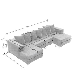 English Elm Chenille U-Shaped Modular Sectional Sofa – Cloud Couch With Luxurious Chenille Fabric For Cozy Living Spaces W2339S00017