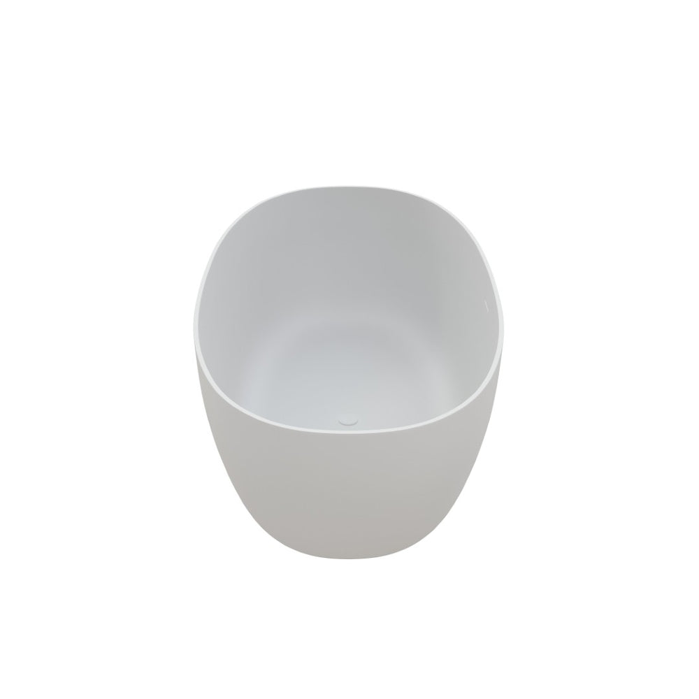English Elm 59" Freestanding Soaking Tub Solid Surface Matte White Sculptural Bathtub for Modern Bath W2704P215133