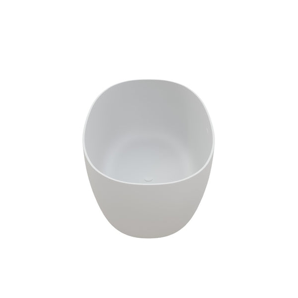 English Elm 59" Freestanding Soaking Tub Solid Surface Matte White Sculptural Bathtub for Modern Bath W2704P215133