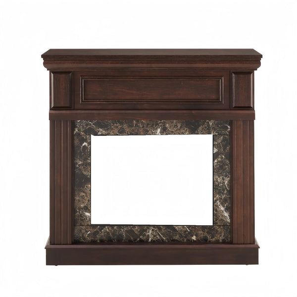 English Elm Only Mantel Cherry Finish Carved Relief Traditional Fireplace Surround for Living Room W2275P389684