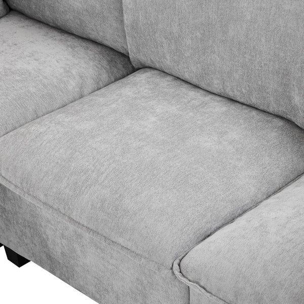 English Elm 90" U-shaped Sectional Sofa Modular Couch with Movable Ottoman, Hidden Charging Coffee Table, Durable Comfort Grey N719S001780E