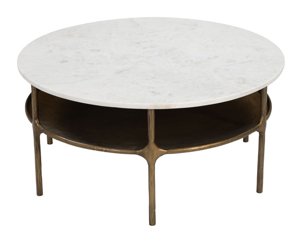 Zuo Modern Bild Coffee Table - Chic White & Brass Design With Luxurious Marble Top For Modern Living Spaces White Natural Marble,Iron 110595-zuo-modern