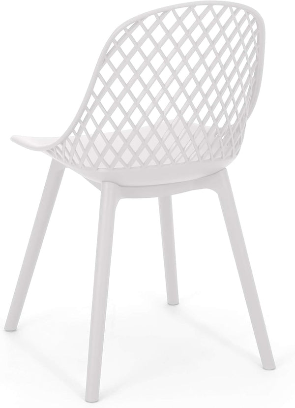 English Elm Christopher Knight Home® - LILY Weather-Resistant Outdoor Dining Chairs Set of 4 — Durable Polypropylene Mesh Design for Patios White 28 L x 26 W x 19.75 H N776P243071W