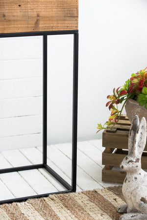 English Elm Set of 2 Reclaimed Wood Box Plant Stands with Iron Legs for Farmhouse Decor W2078P496651