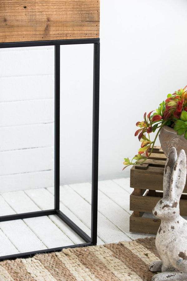 English Elm Set of 2 Reclaimed Wood Box Plant Stands with Iron Legs for Farmhouse Decor W2078P496651