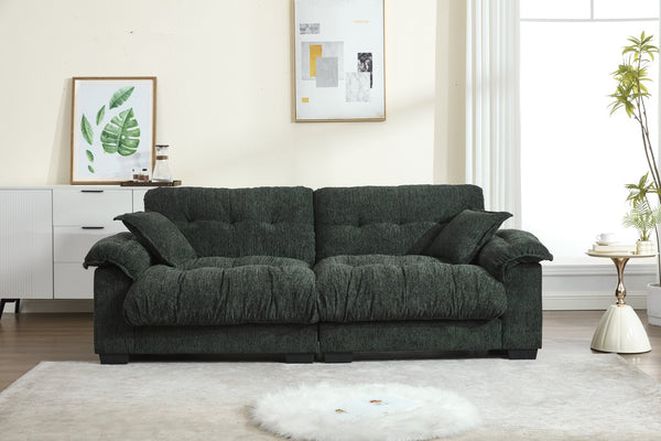 English Elm Casual 3-Seater Chenille Sofa In Elegant Green - Modern Minimalist Design For Ultimate Comfort & Style W2100S00214