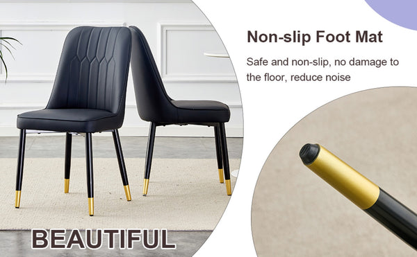 English Elm Table And Chair Set - Modern Extendable Mdf Dining Table With 4 Stylish Pu Chairs & Metal Legs W1151S03934-GIGA