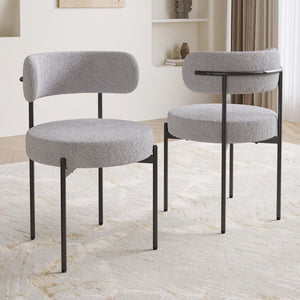 English Elm Dining Chair Set of 4 Sherpa Upholstered Button Tufted Mid Century Modern Seating T3623P431463
