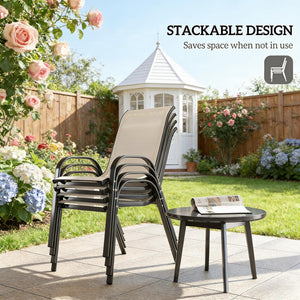 English Elm Stackable Outdoor Dining Chairs Set of 4 Mesh Back Patio Seating with Steel Frame T3971P444964