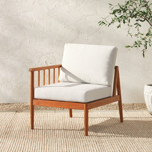 English Elm Walker Edison - Modern Outdoor Spindle Style Left Arm Sectional Brown - Eucalyptus Wood, Linen Cushions, Weather-Resistant, RTA B185P326698