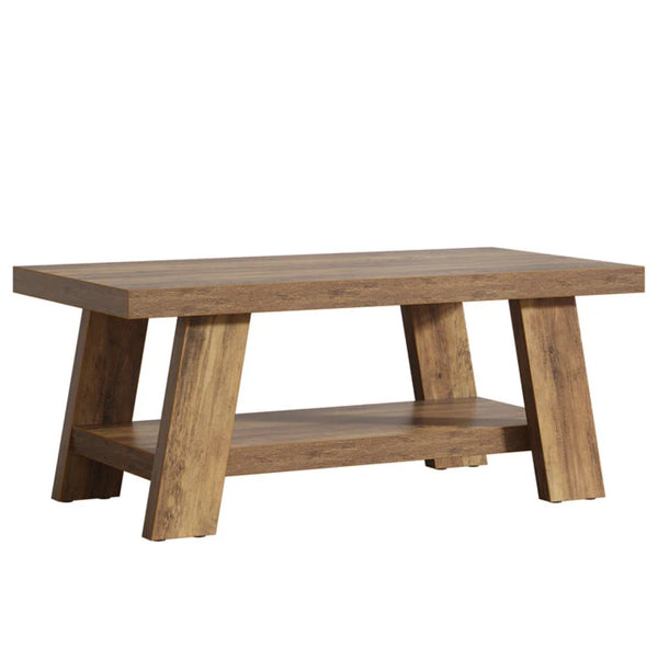 English Elm Wooden Rustic Mdf Coffee Table Open Base Rectangular Design for Living Room Decor T3971P447309