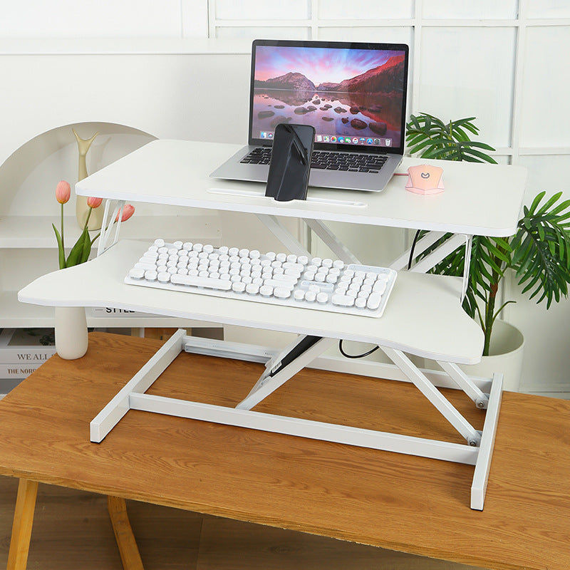 English Elm 32 Inch Sit-Stand Desk Converter, Height Adjustable to 19.8", Dual Monitor/Laptop Workstation, White, Sturdy W2641P251901
