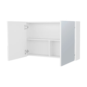 English Elm White Wall-Mounted Medicine Cabinet With Mirrors, 3 Shelves & Modern Design For Space-Saving Style B062P252186-GIGA