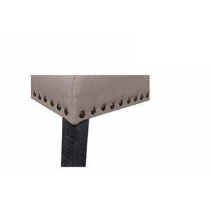 English Elm Upholstered Farmhouse Counter Chair Set of 2 with Linen Blend Fabric, Nailhead Trim and Wood Legs Natural 42 L x 20 W x 13 H B011P361868