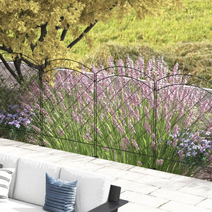 English Elm Outsunny Steel Garden Fence Panels Set of 4 Arched Vine Powder Coated Yard Border W2225P174523