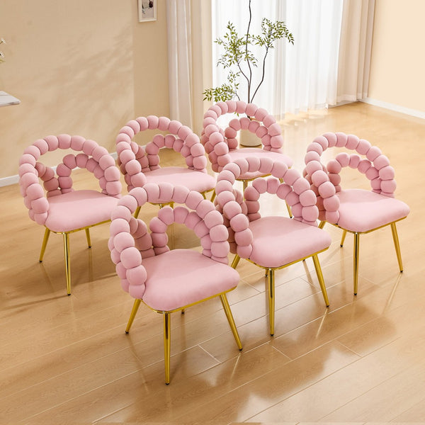 English Elm Modern Velvet Bubble Back Dining Accent Chair Set Glam Sculpted Upholstered Seating Gold,Pink W3875P446132