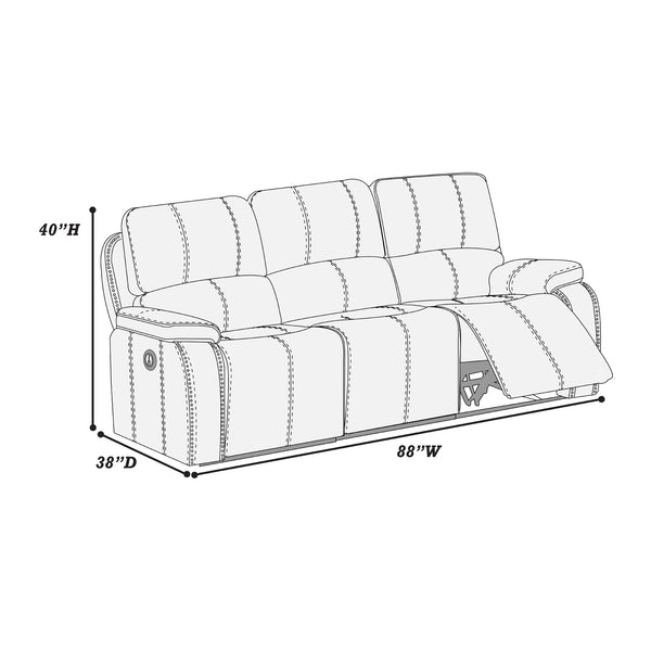 English Elm POWER Sofa Chocolate Leather-Look 88" Power Reclining Sofa with Metal Mechanism & Solid Wood Frame, Plush Comfort B089S00121