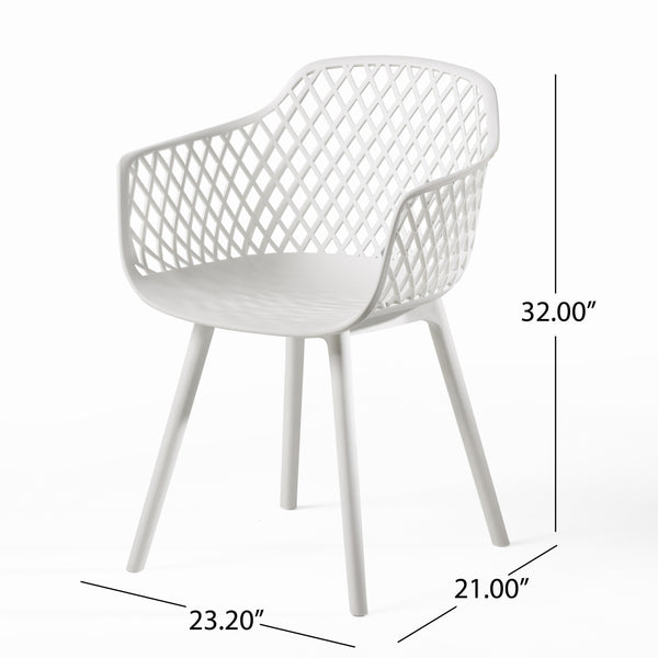 English Elm Christopher Knight Home® - POPPY Weather-Resistant Outdoor Dining Chair with Diamond Mesh Design, Sturdy Polypropylene Comfort White 24 L x 23.5 W x 22.4 H 69069.00WHI
