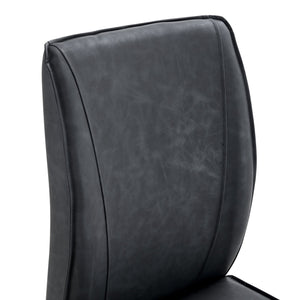 English Elm Luxury Arch Chair Set Of 8 - Dark Gray Crazy Horse Pu With Sturdy Silver Legs For Modern Dining W1151S03066