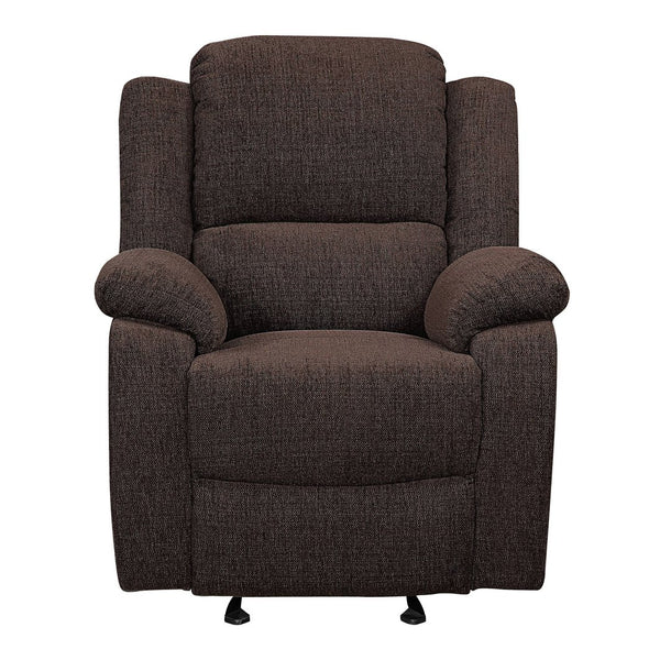 English Elm Brown Plush Pillow-Top Arms Glider Recliner with Pocket Coil Comfort, Tailored Cushions & Chenille Luxury - Reclining Motion Seat for Living Room Relaxation, 39.5"H x 36.5"W x 40.5"D B062P184512